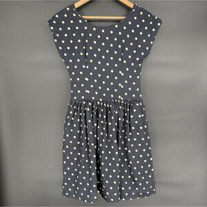 Lili's Closet Anthropologie Dropped Dots Linen Mini Dress 2 Black Beige Twee